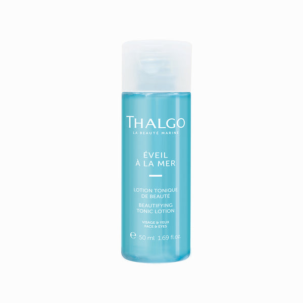 THALGO beautifying tonic lotion bottle, teal liquid, 50ml