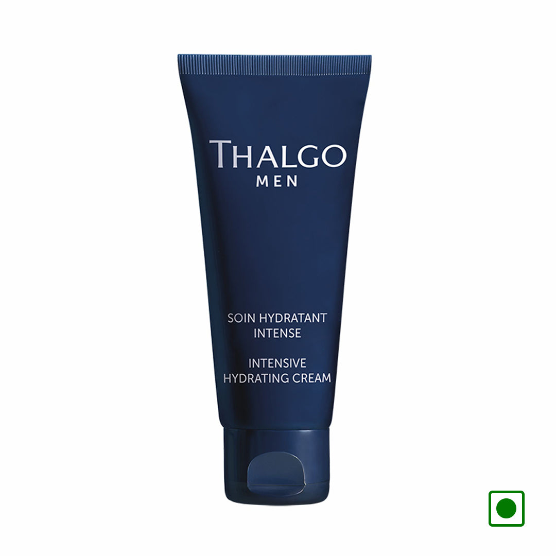 Thalgo Men intensive hydrating cream tube, dark blue squeeze package with cap end