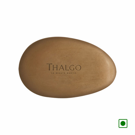 THALGO solid algae cleanser bar, oval brown soap with logo