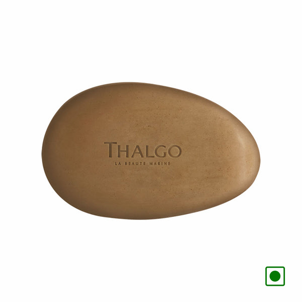 THALGO solid algae cleanser bar, oval brown soap with logo