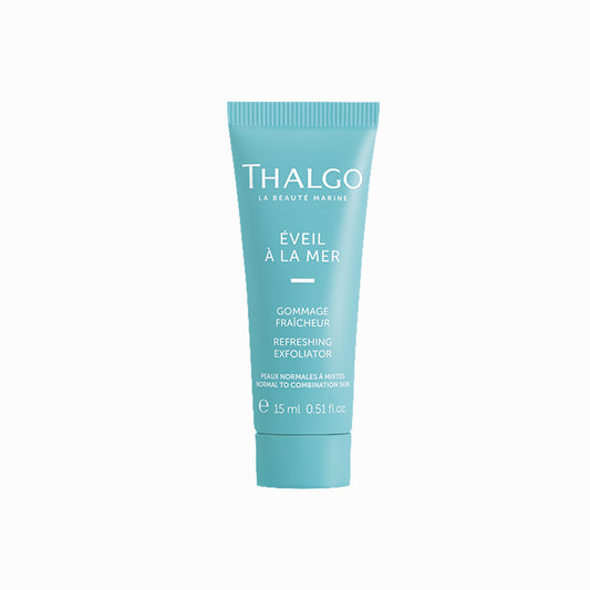 Thalgo Refreshing Exfoliator, teal squeeze tube, ribbed cap, 15 ml