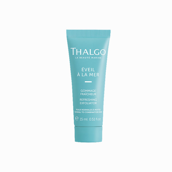 Thalgo Refreshing Exfoliator, teal squeeze tube, ribbed cap, 15 ml
