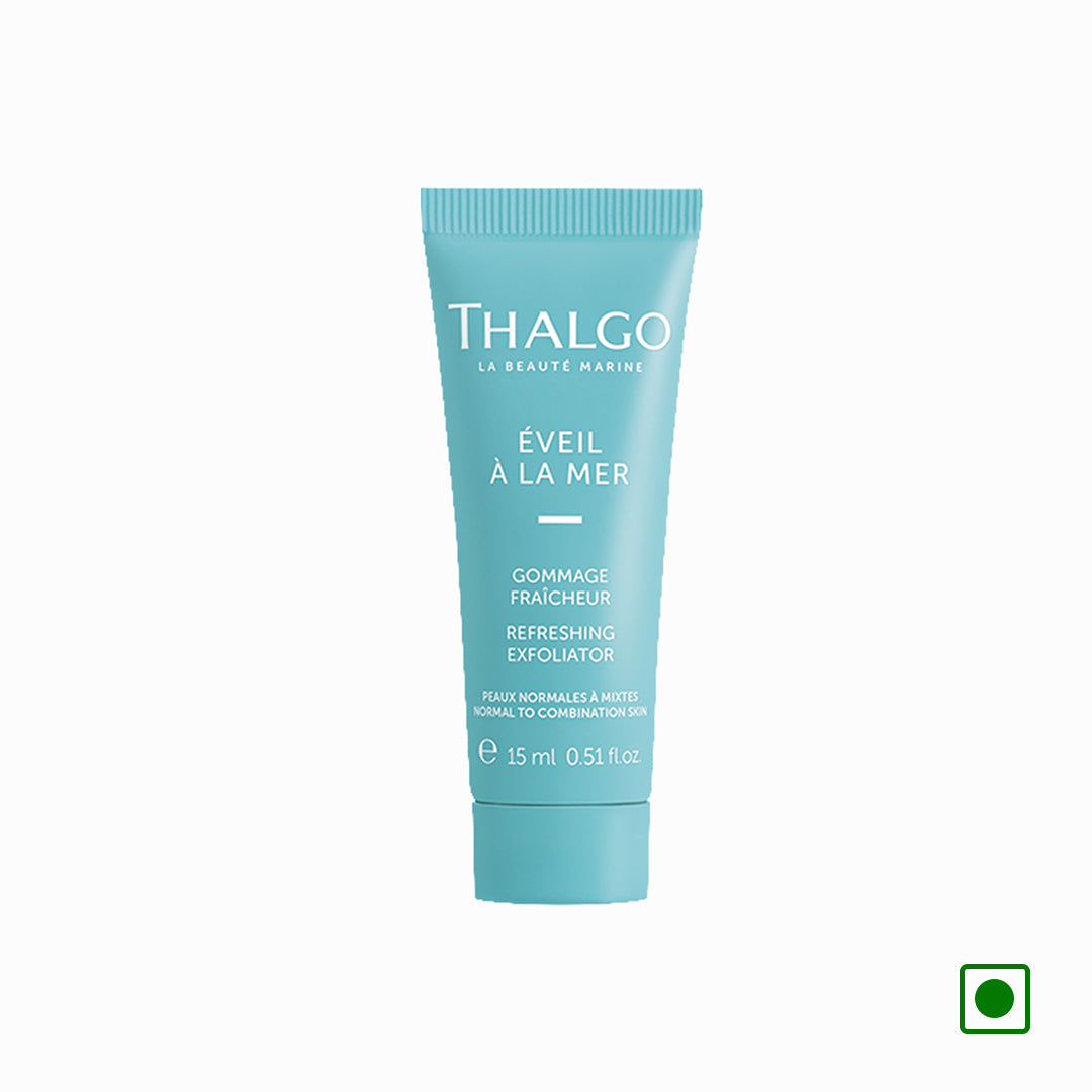 Thalgo La Beaute Marine refreshing exfoliator tube, 15 ml, teal squeeze tube