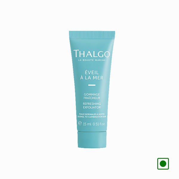 Thalgo La Beaute Marine refreshing exfoliator tube, 15 ml, teal squeeze tube