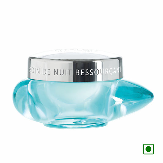 Thalgo night cream jar with teal glass and silver lid, 50 ml