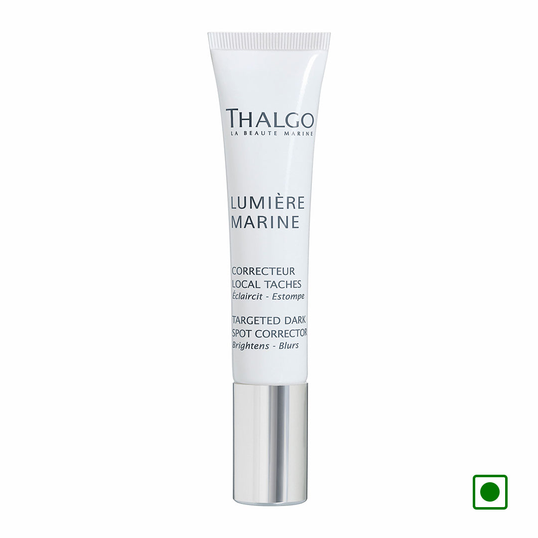 Thalgo Lumière Marine targeted dark spot corrector tube with silver cap