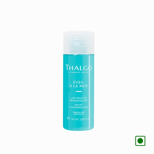 Thalgo Velvet Cleansing Milk 50 ml bottle, turquoise label and white cap